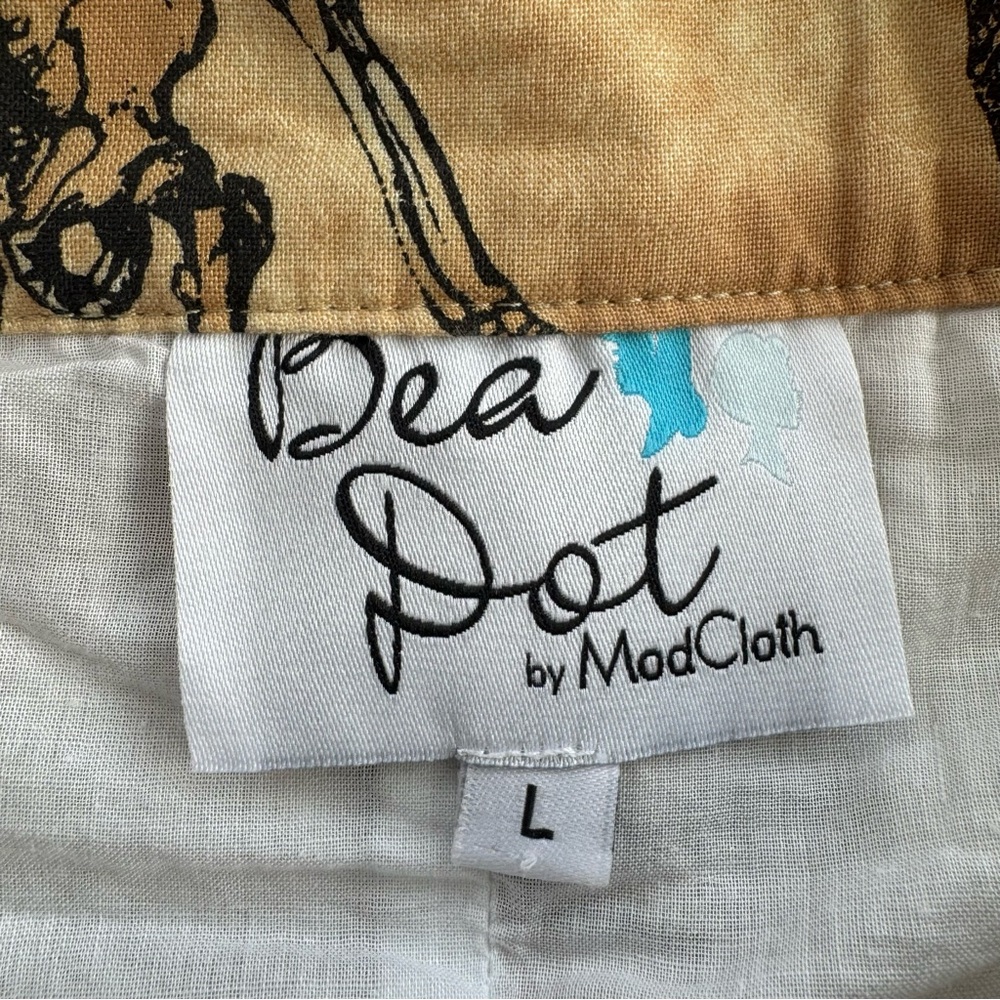 ModCloth Bea & Dot Skeleton Anatomical Full Circle Skirt Tan Brown Halloween - Picture 9 of 11